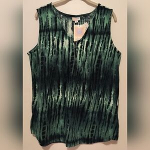 NWT Women's Lularoe Rachael Green Patterned Sleeveless Top M